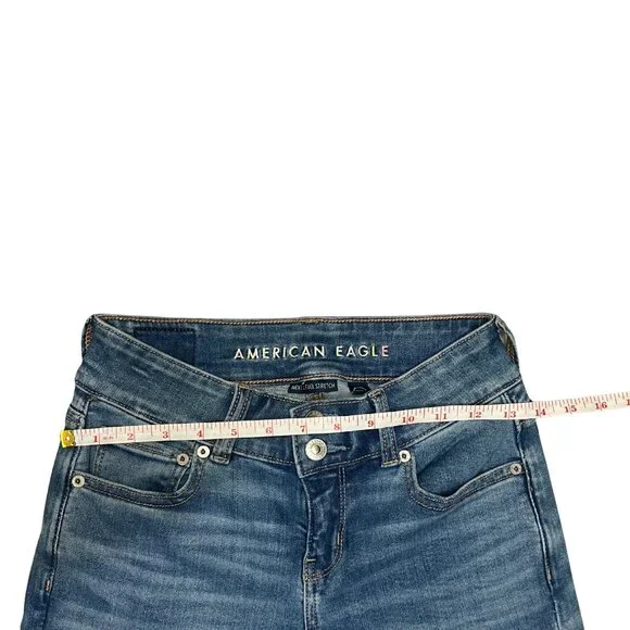 American Eagle Women’s Flare Jeans Blue Denim Stretch Mid Rise Classic Size 00 - Picture 4 of 15